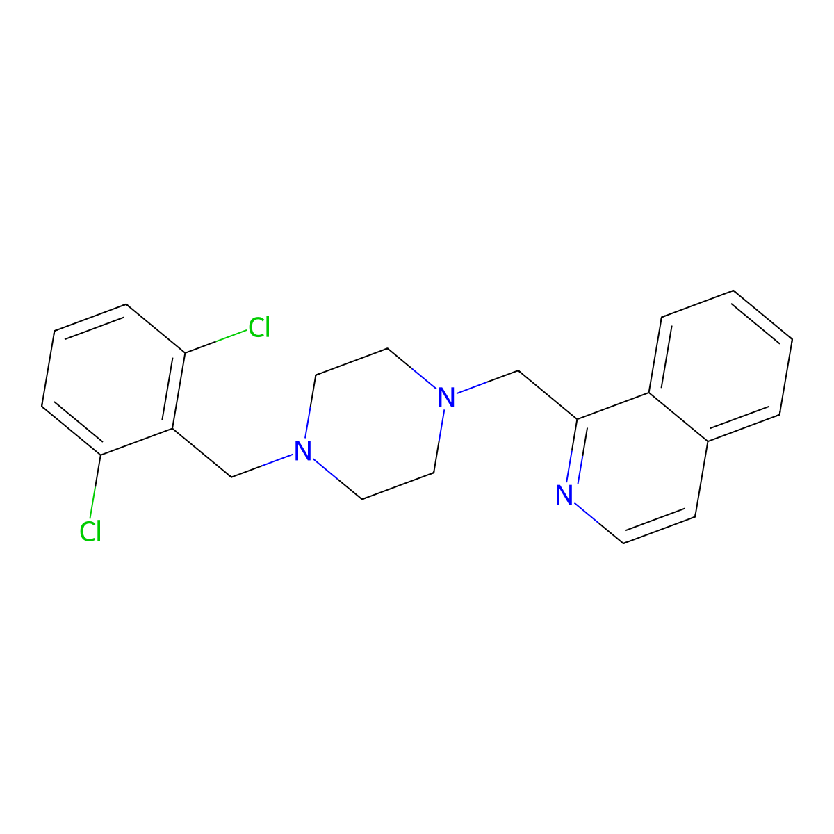 1-({4-[(2,6-Dichlorophenyl)methyl]piperazin-1-yl}methyl)isoquinoline molecular structure, CAS 3030824-15-5
