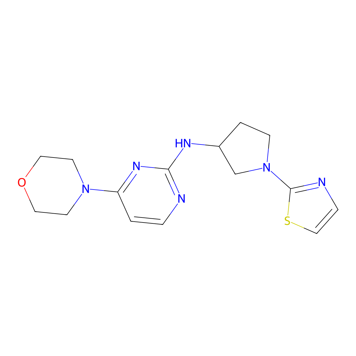 4-(morpholin-4-yl)-N-[1-(1,3-thiazol-2-yl)pyrrolidin-3-yl]pyrimidin-2-amine molecular structure, CAS 3030824-17-7