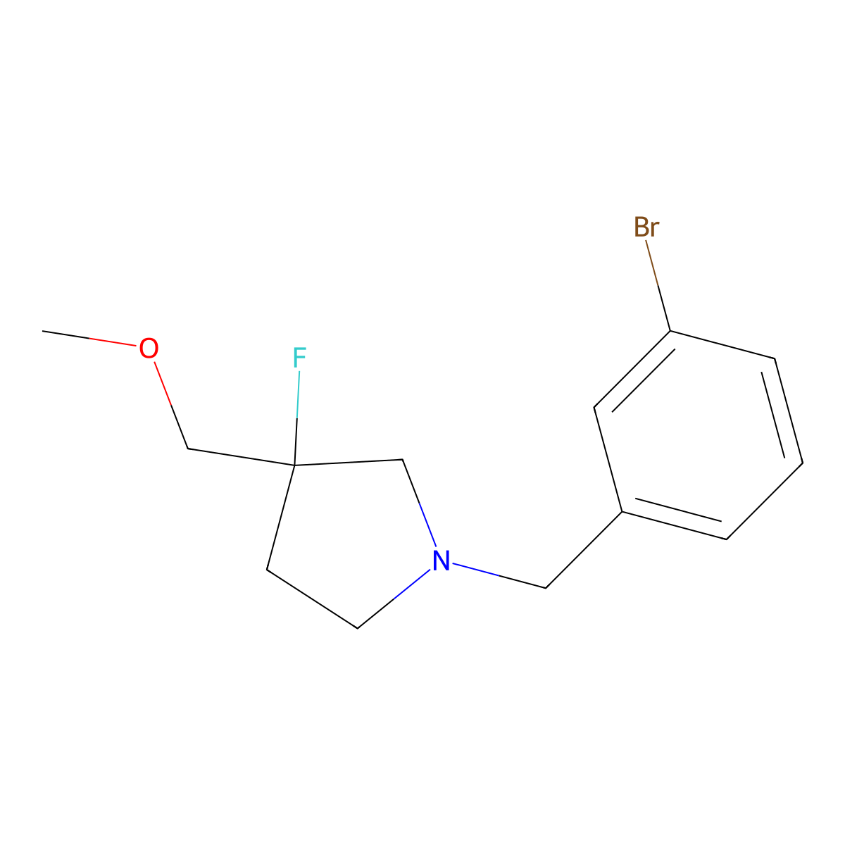 1-[(3-Bromophenyl)methyl]-3-fluoro-3-(methoxymethyl)pyrrolidine molecular structure, CAS 3030824-22-4