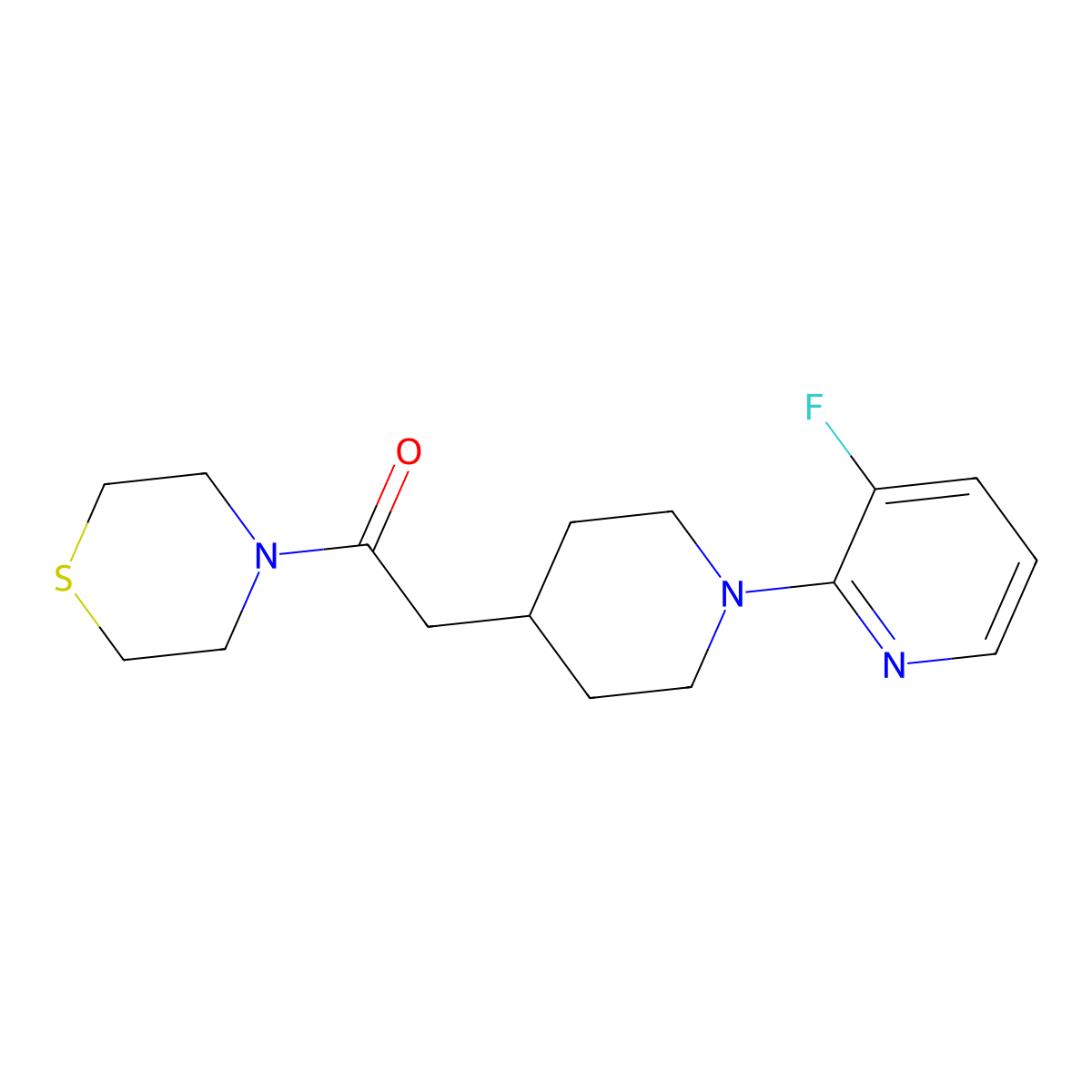 2-[1-(3-Fluoropyridin-2-yl)piperidin-4-yl]-1-(thiomorpholin-4-yl)ethan-1-one molecular structure, CAS 3030824-28-0