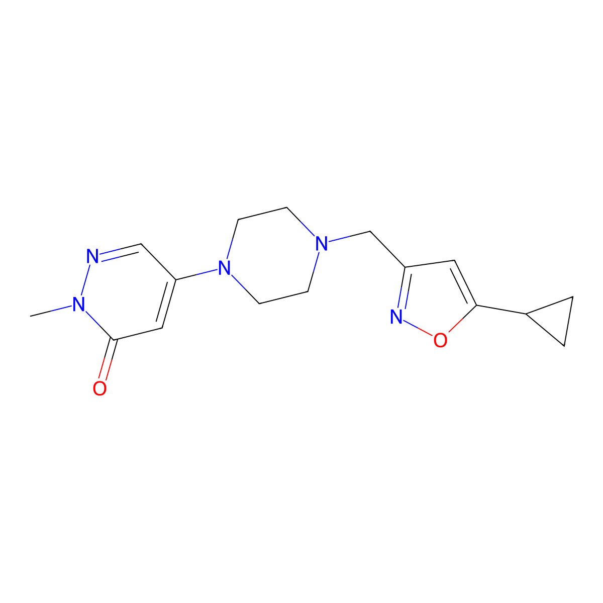 5-{4-[(5-Cyclopropyl-1,2-oxazol-3-yl)methyl]piperazin-1-yl}-2-methyl-2,3-dihydropyridazin-3-one molecular structure, CAS 3030824-47-3