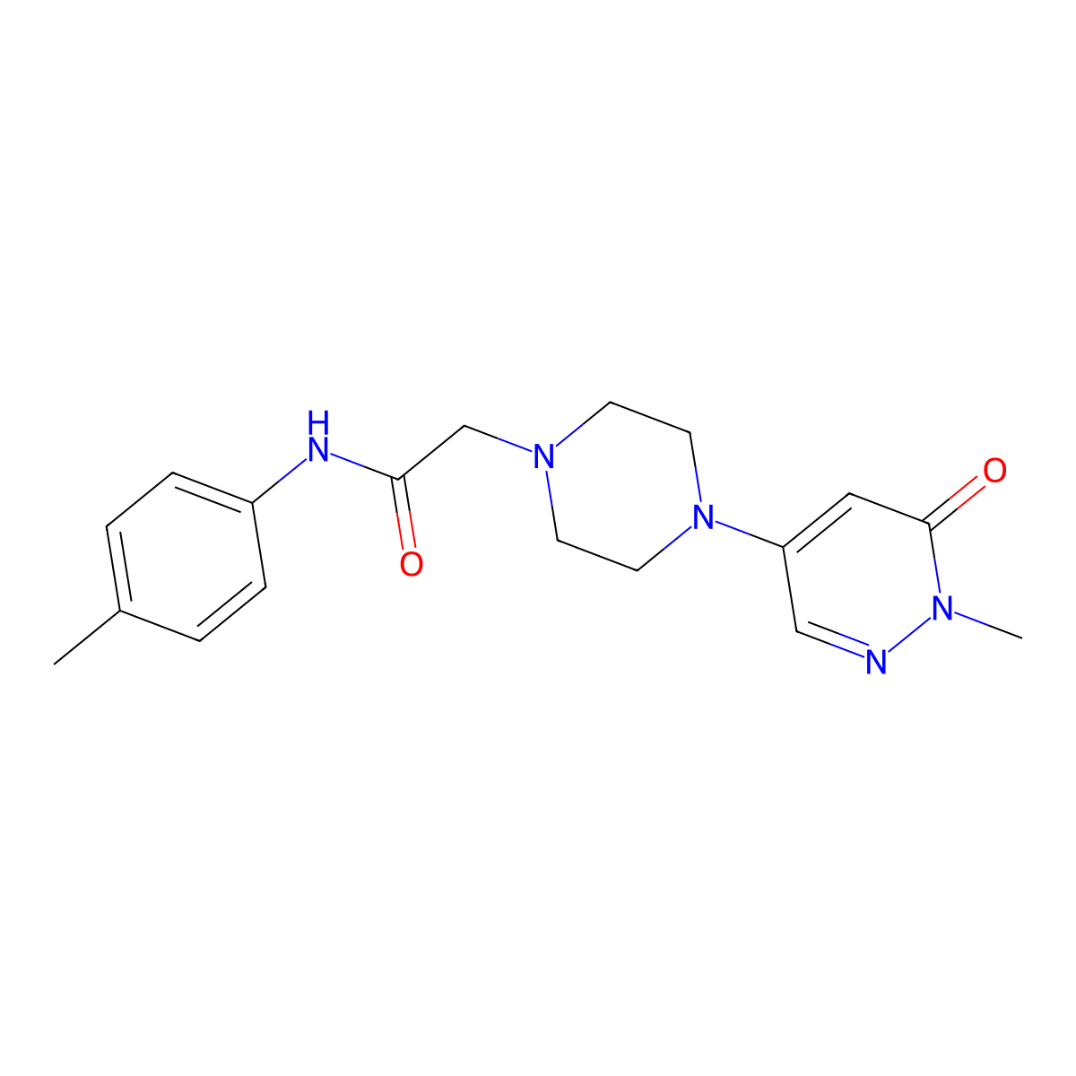 2-[4-(1-methyl-6-oxo-1,6-dihydropyridazin-4-yl)piperazin-1-yl]-N-(4-methylphenyl)acetamide molecular structure, CAS 3030824-52-0