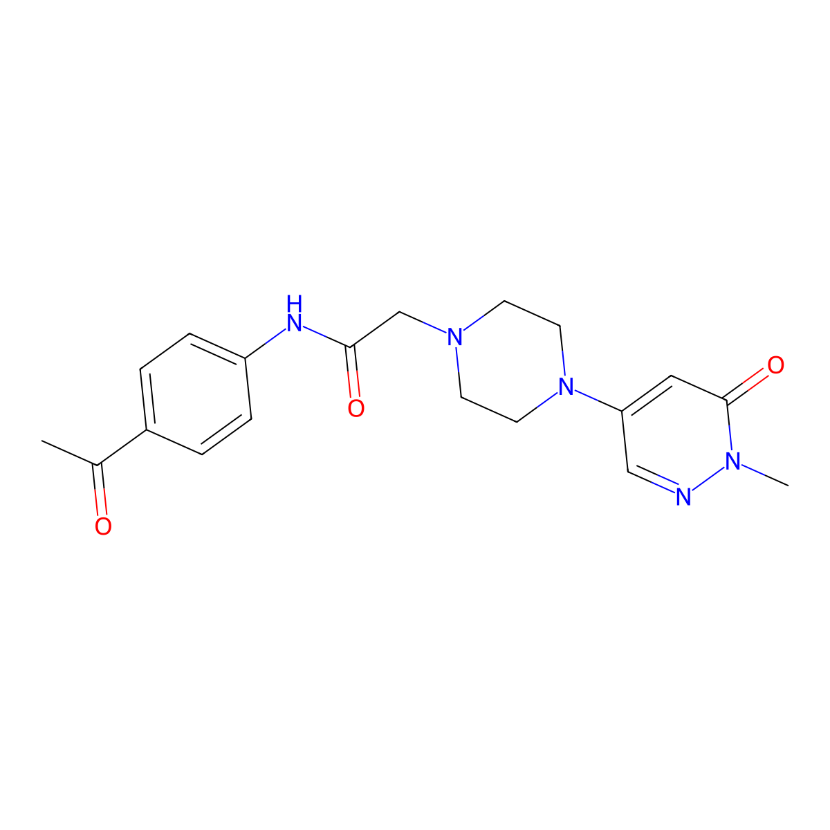 N-(4-acetylphenyl)-2-[4-(1-methyl-6-oxo-1,6-dihydropyridazin-4-yl)piperazin-1-yl]acetamide molecular structure, CAS 3030824-65-5
