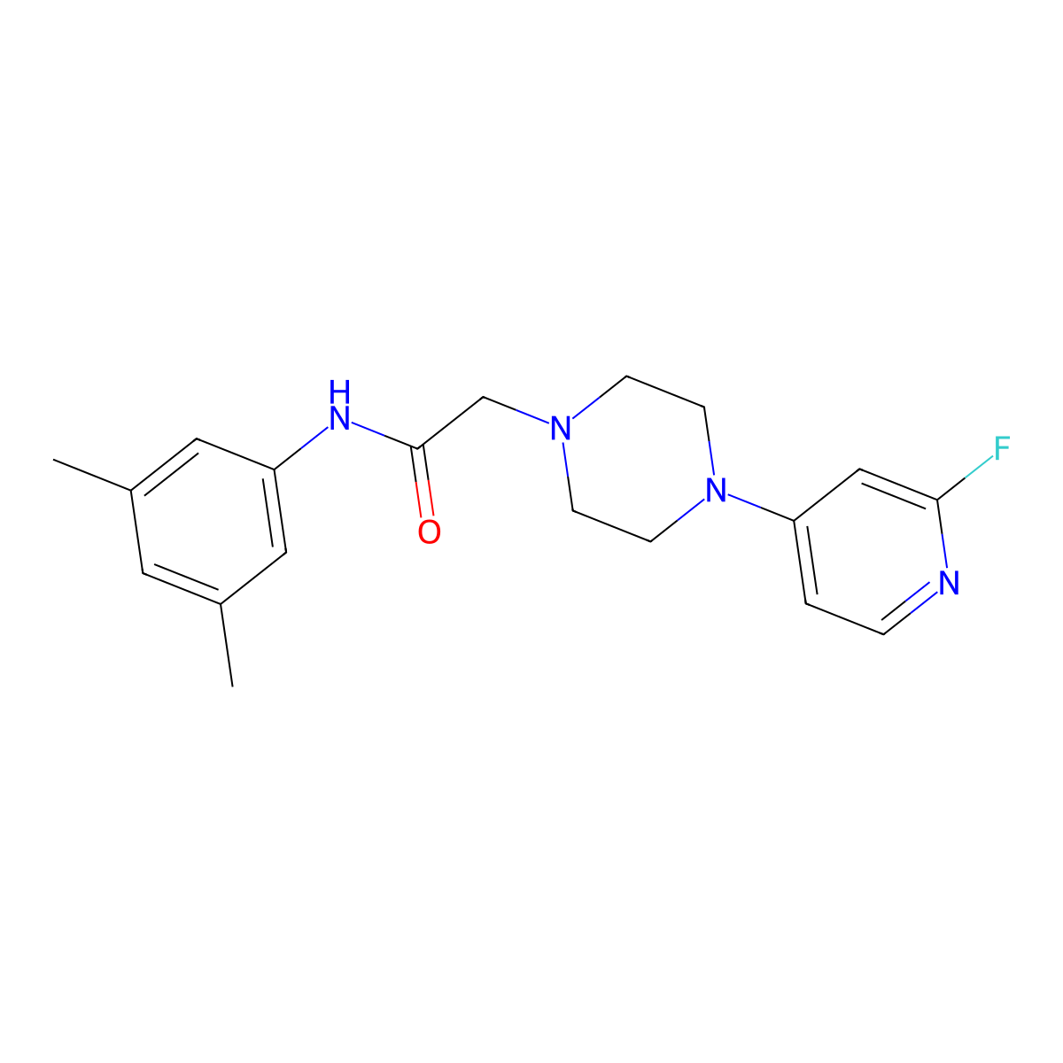 N-(3,5-dimethylphenyl)-2-[4-(2-fluoropyridin-4-yl)piperazin-1-yl]acetamide molecular structure, CAS 3030824-66-6