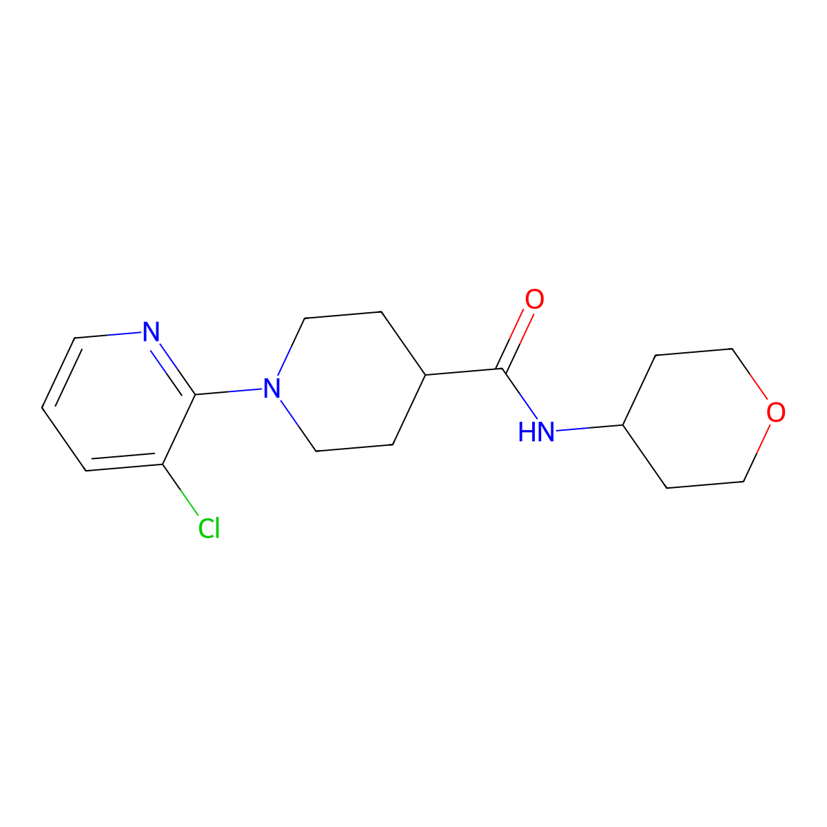 1-(3-chloropyridin-2-yl)-N-(oxan-4-yl)piperidine-4-carboxamide molecular structure, CAS 3030824-73-5
