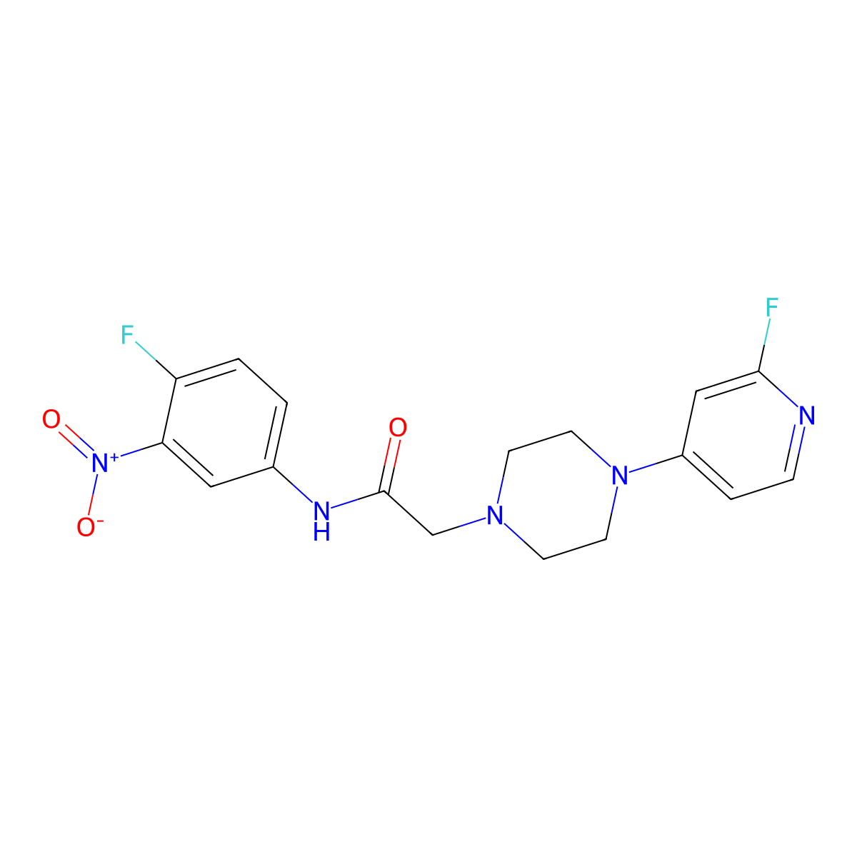 N-(4-fluoro-3-nitrophenyl)-2-[4-(2-fluoropyridin-4-yl)piperazin-1-yl]acetamide molecular structure, CAS 3030824-83-7