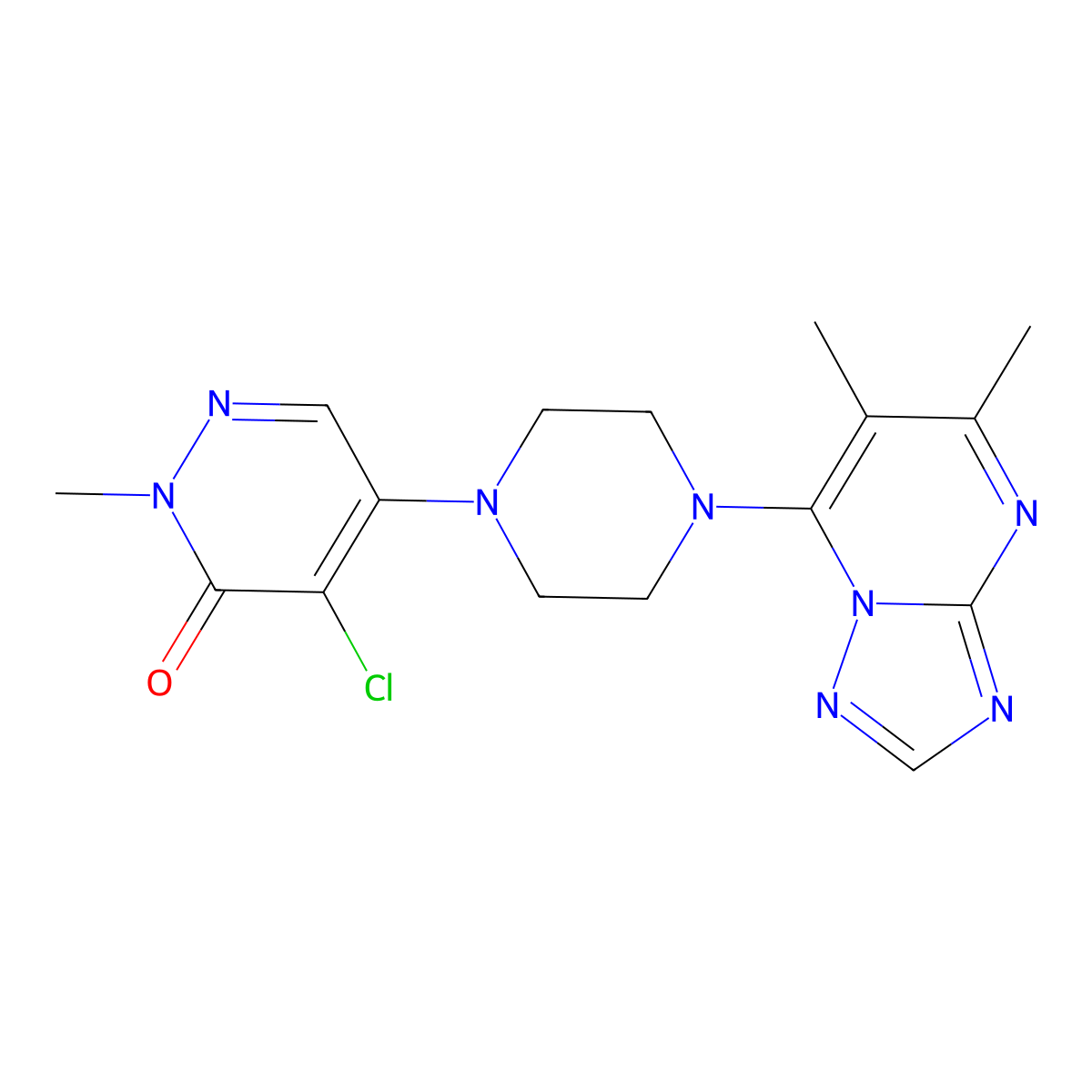 4-Chloro-5-(4-{5,6-dimethyl-[1,2,4]triazolo[1,5-a]pyrimidin-7-yl}piperazin-1-yl)-2-methyl-2,3-dihydropyridazin-3-one molecular structure, CAS 3030824-93-9