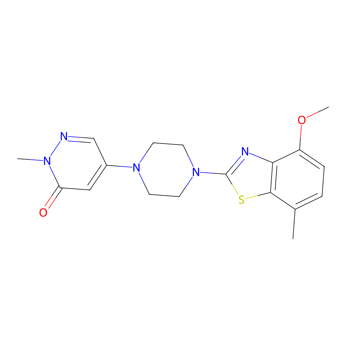 5-[4-(4-Methoxy-7-methyl-1,3-benzothiazol-2-yl)piperazin-1-yl]-2-methyl-2,3-dihydropyridazin-3-one molecular structure, CAS 3030825-09-0