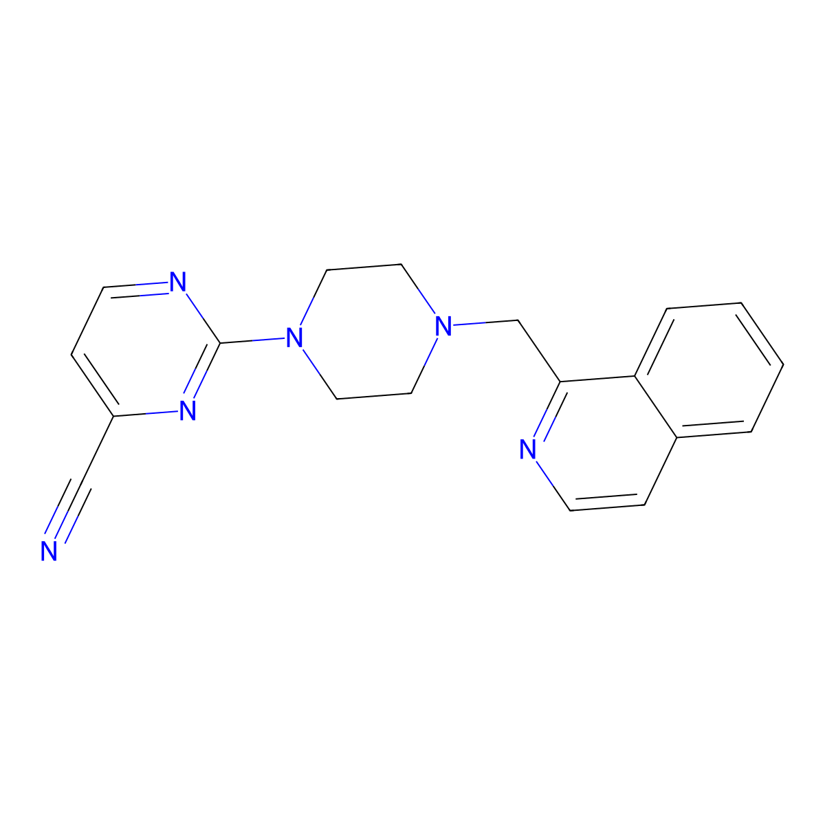 2-{4-[(Isoquinolin-1-yl)methyl]piperazin-1-yl}pyrimidine-4-carbonitrile molecular structure, CAS 3030825-24-9