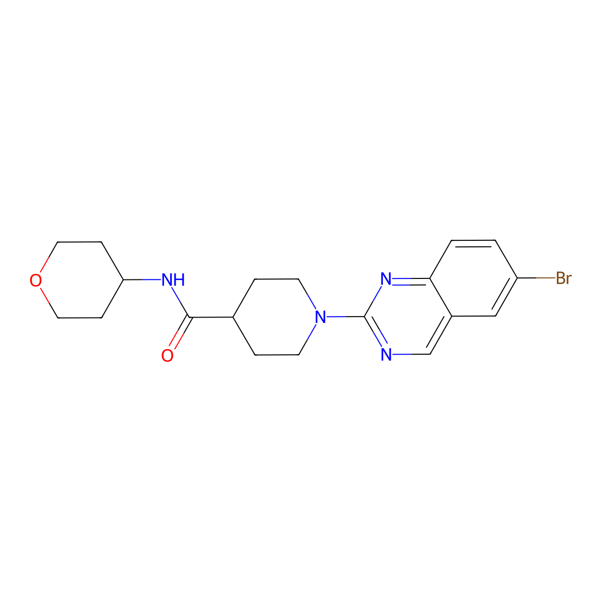 1-(6-bromoquinazolin-2-yl)-N-(oxan-4-yl)piperidine-4-carboxamide molecular structure, CAS 3030825-31-8