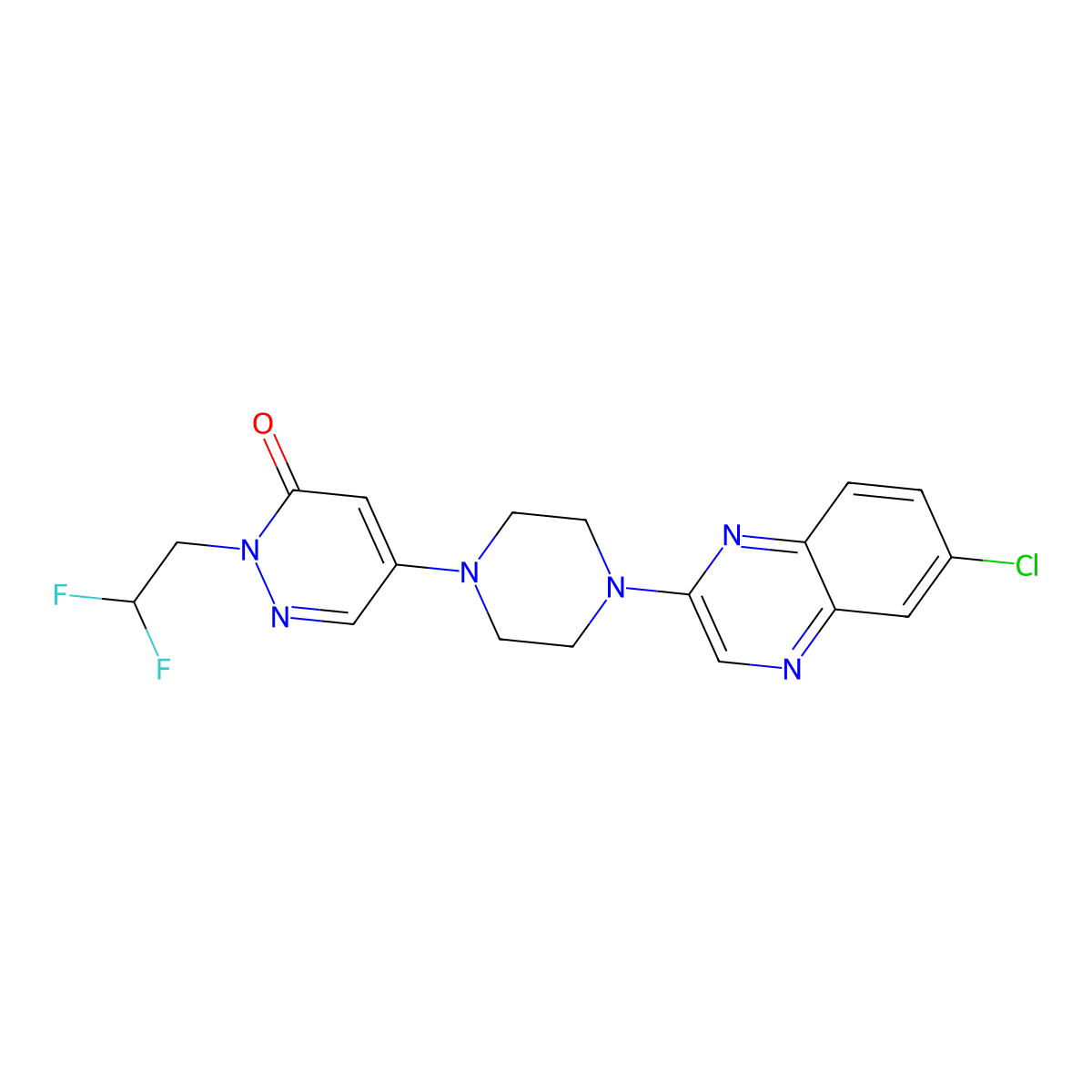 5-[4-(6-Chloroquinoxalin-2-yl)piperazin-1-yl]-2-(2,2-difluoroethyl)-2,3-dihydropyridazin-3-one molecular structure, CAS 3030825-38-5