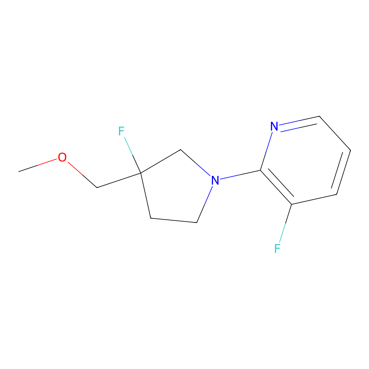 3-Fluoro-2-[3-fluoro-3-(methoxymethyl)pyrrolidin-1-yl]pyridine molecular structure, CAS 3030825-53-4