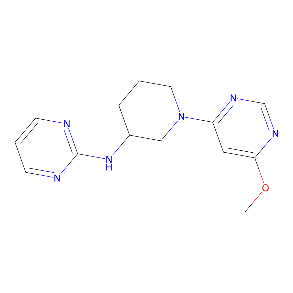 N-[1-(6-methoxypyrimidin-4-yl)piperidin-3-yl]pyrimidin-2-amine molecular structure, CAS 3030825-58-9