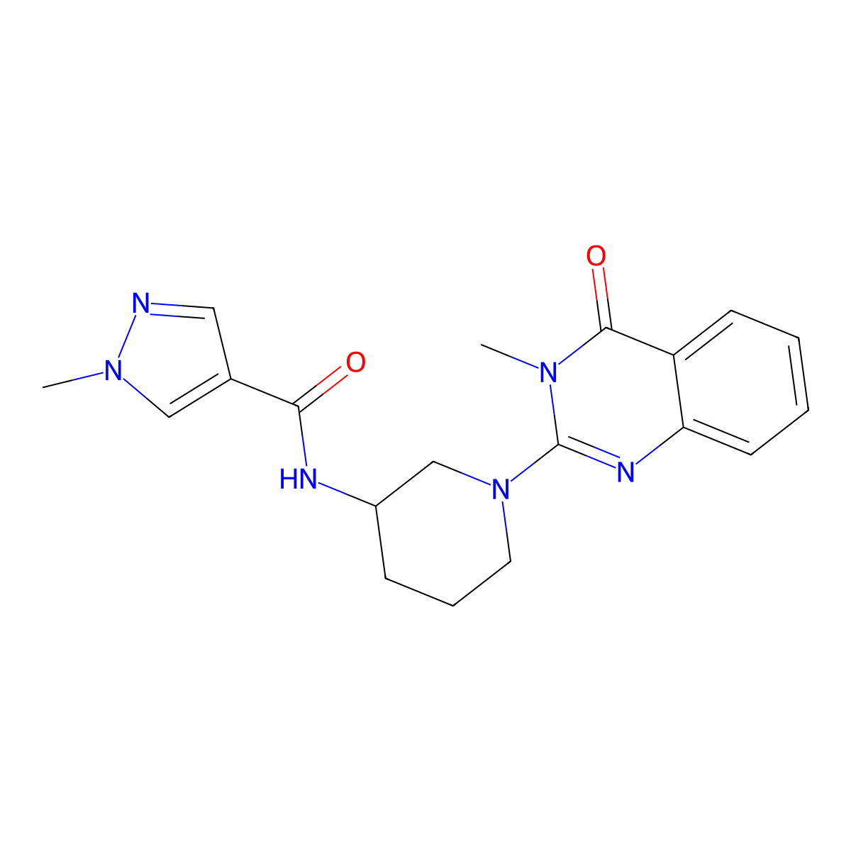 1-methyl-N-[1-(3-methyl-4-oxo-3,4-dihydroquinazolin-2-yl)piperidin-3-yl]-1H-pyrazole-4-carboxamide molecular structure, CAS 3030825-64-7