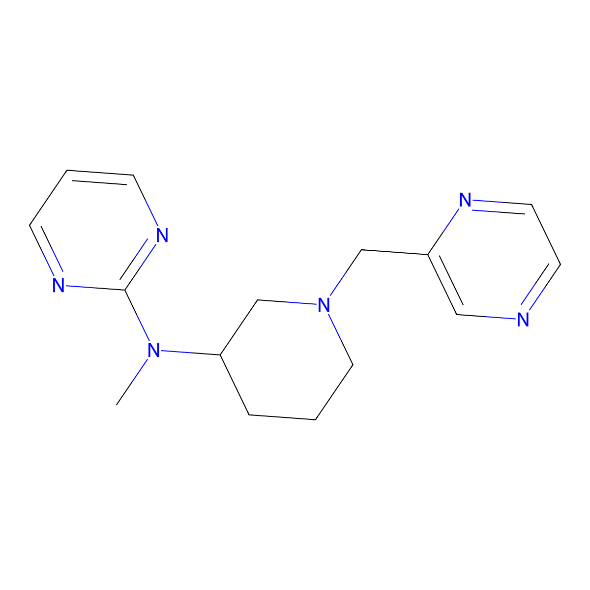 N-methyl-N-{1-[(pyrazin-2-yl)methyl]piperidin-3-yl}pyrimidin-2-amine molecular structure, CAS 3030825-65-8