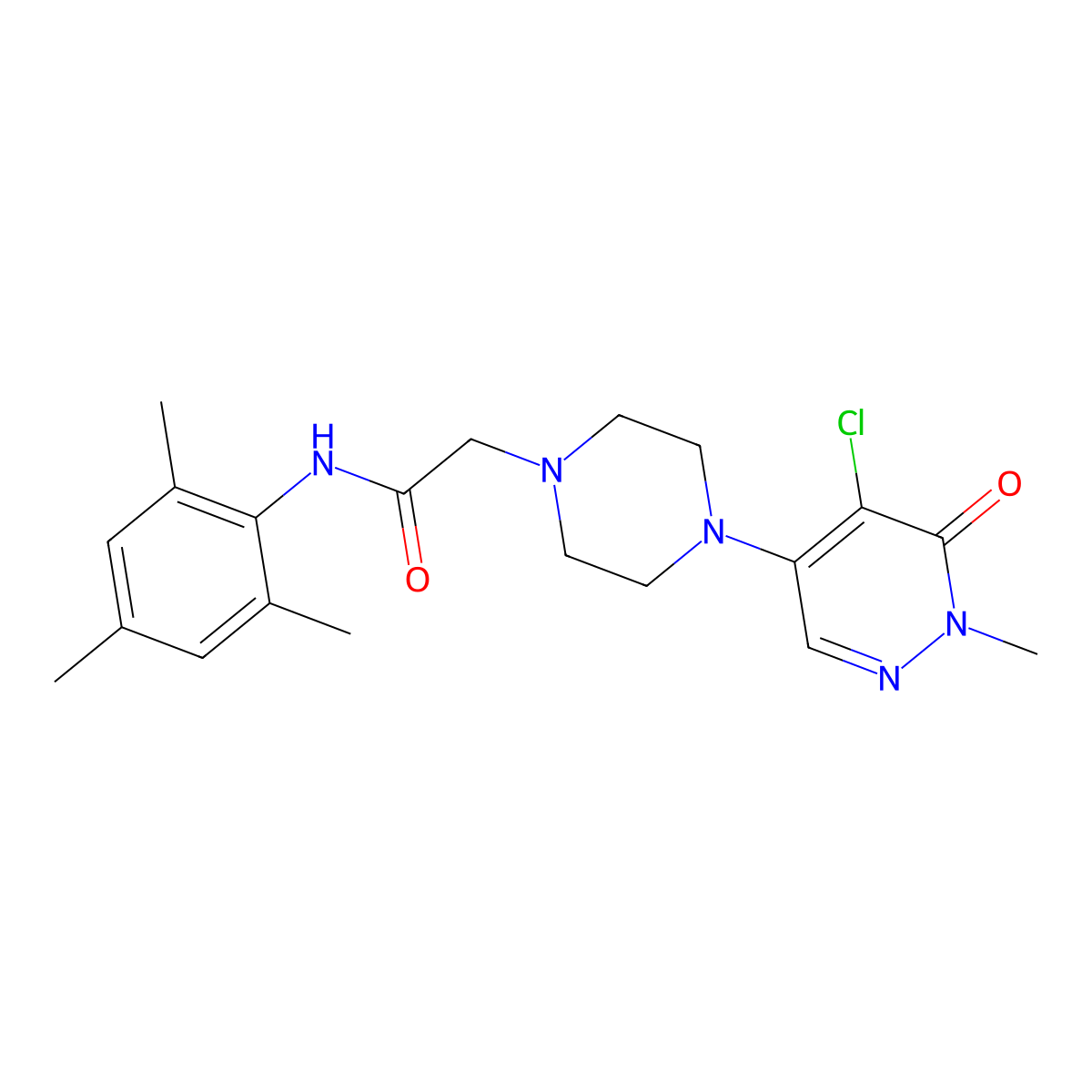 2-[4-(5-chloro-1-methyl-6-oxo-1,6-dihydropyridazin-4-yl)piperazin-1-yl]-N-(2,4,6-trimethylphenyl)acetamide molecular structure, CAS 3030825-66-9