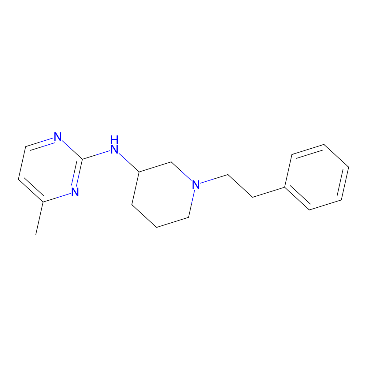 4-methyl-N-[1-(2-phenylethyl)piperidin-3-yl]pyrimidin-2-amine molecular structure, CAS 3030825-70-5