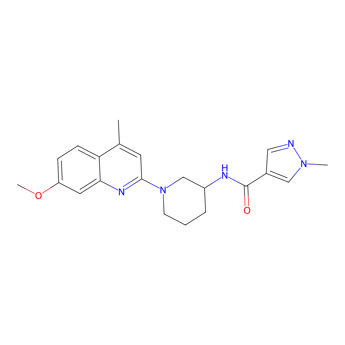 N-[1-(7-methoxy-4-methylquinolin-2-yl)piperidin-3-yl]-1-methyl-1H-pyrazole-4-carboxamide molecular structure, CAS 3030825-71-6