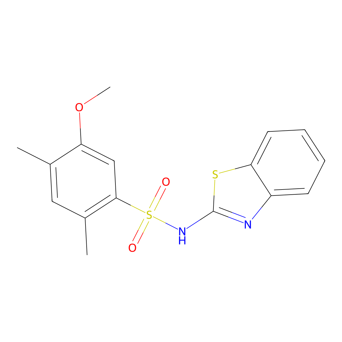 N-(1,3-benzothiazol-2-yl)-5-methoxy-2,4-dimethylbenzenesulfonamide molecular structure, CAS 3030825-75-0