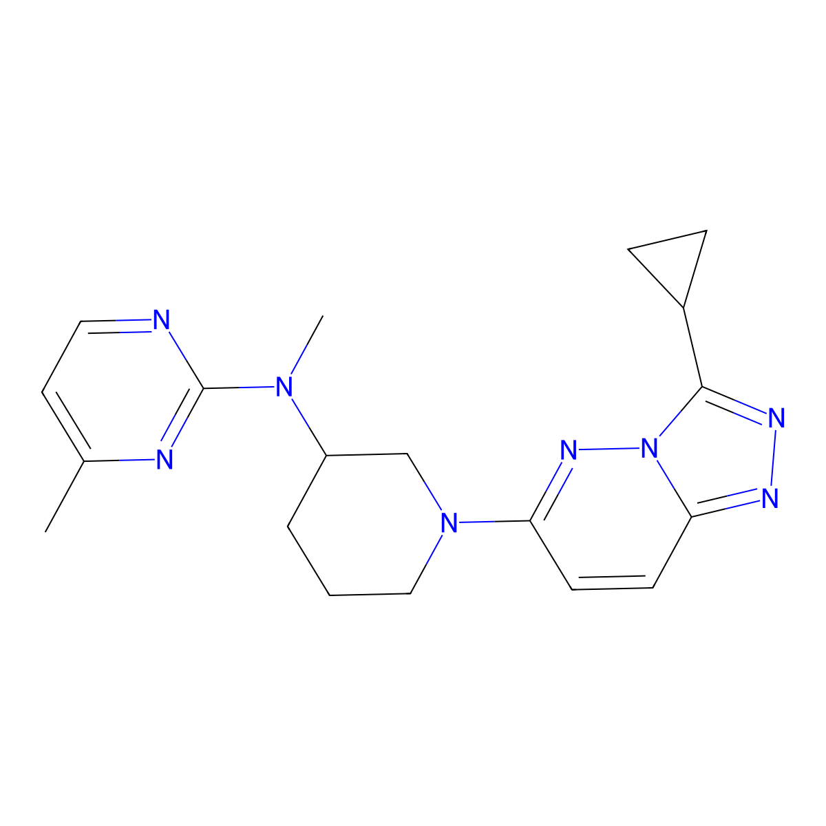 N-(1-{3-cyclopropyl-[1,2,4]triazolo[4,3-b]pyridazin-6-yl}piperidin-3-yl)-N,4-dimethylpyrimidin-2-amine molecular structure, CAS 3030825-76-1