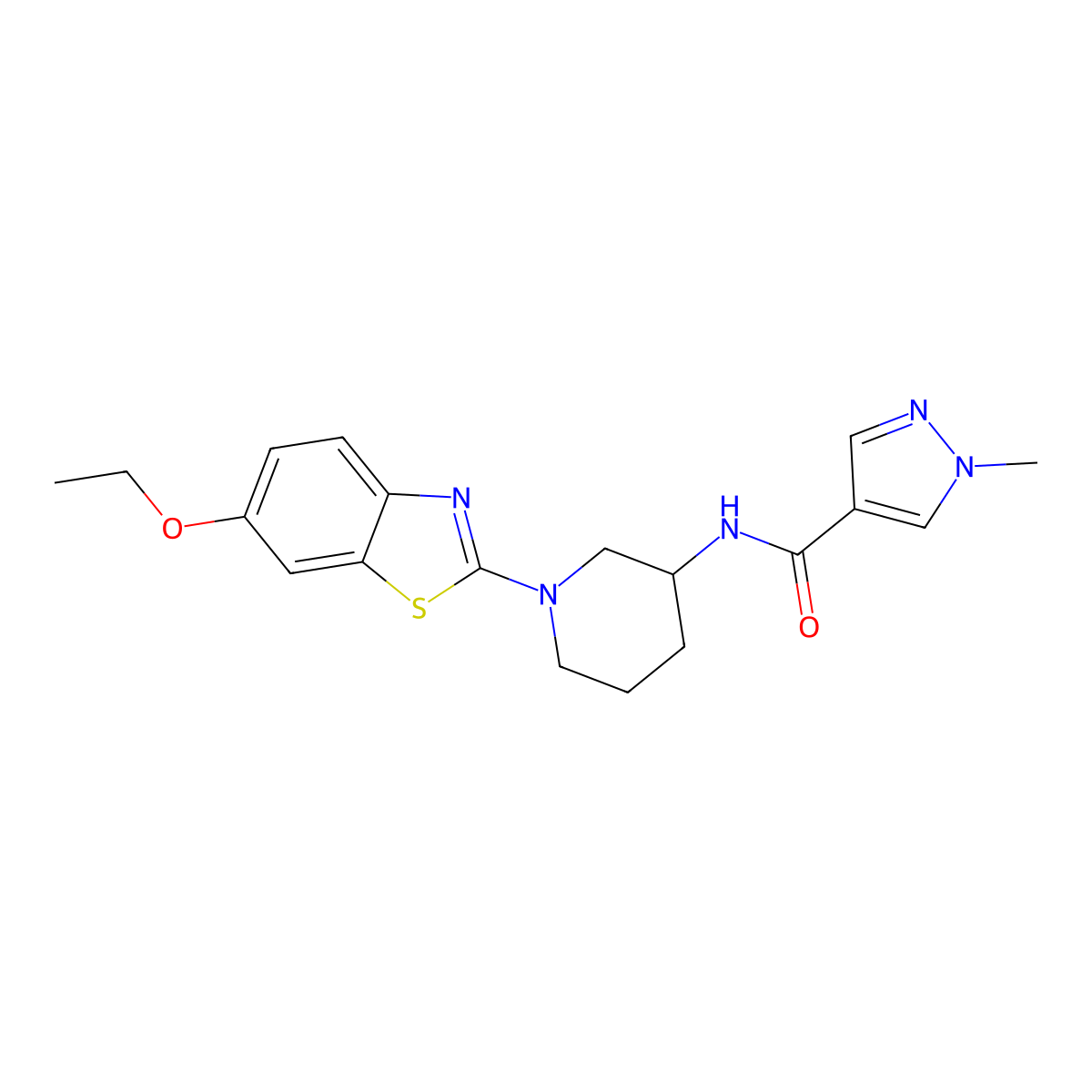 N-[1-(6-ethoxy-1,3-benzothiazol-2-yl)piperidin-3-yl]-1-methyl-1H-pyrazole-4-carboxamide molecular structure, CAS 3030825-77-2