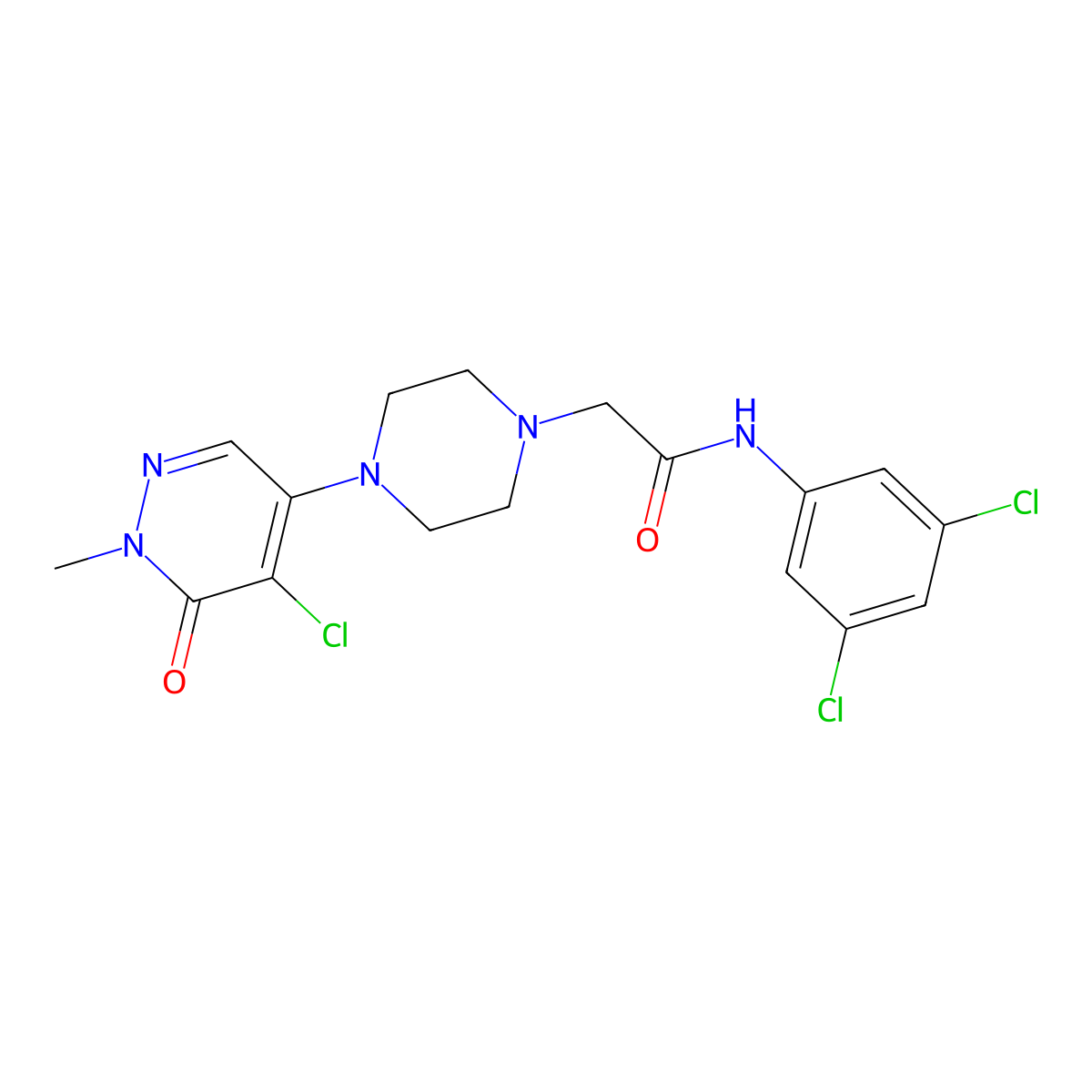 2-[4-(5-chloro-1-methyl-6-oxo-1,6-dihydropyridazin-4-yl)piperazin-1-yl]-N-(3,5-dichlorophenyl)acetamide molecular structure, CAS 3030825-86-3
