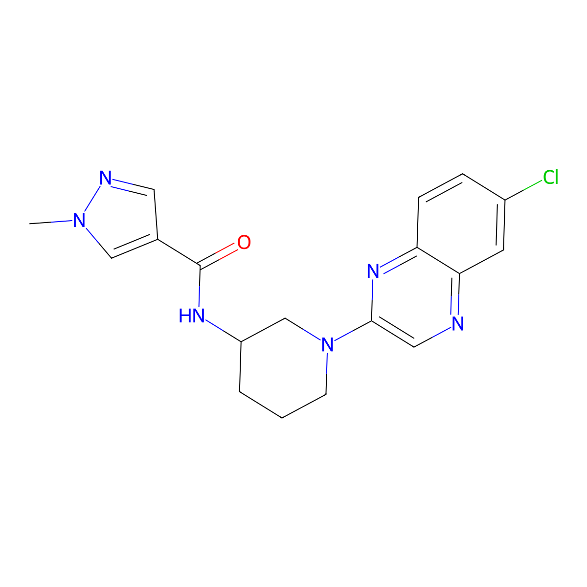 N-[1-(6-chloroquinoxalin-2-yl)piperidin-3-yl]-1-methyl-1H-pyrazole-4-carboxamide molecular structure, CAS 3030825-92-1