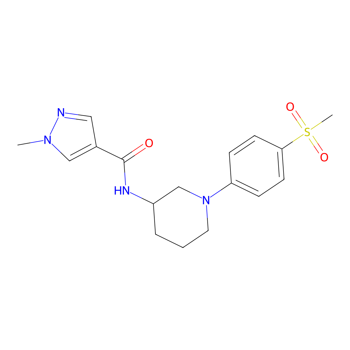 N-[1-(4-methanesulfonylphenyl)piperidin-3-yl]-1-methyl-1H-pyrazole-4-carboxamide molecular structure, CAS 3030825-98-7