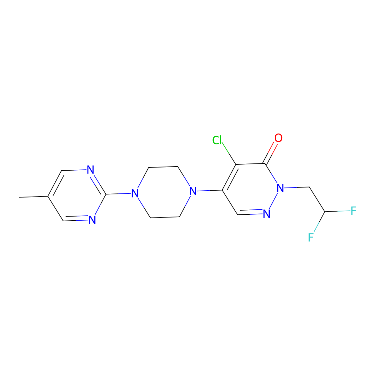 4-Chloro-2-(2,2-difluoroethyl)-5-[4-(5-methylpyrimidin-2-yl)piperazin-1-yl]-2,3-dihydropyridazin-3-one molecular structure, CAS 3030826-14-0