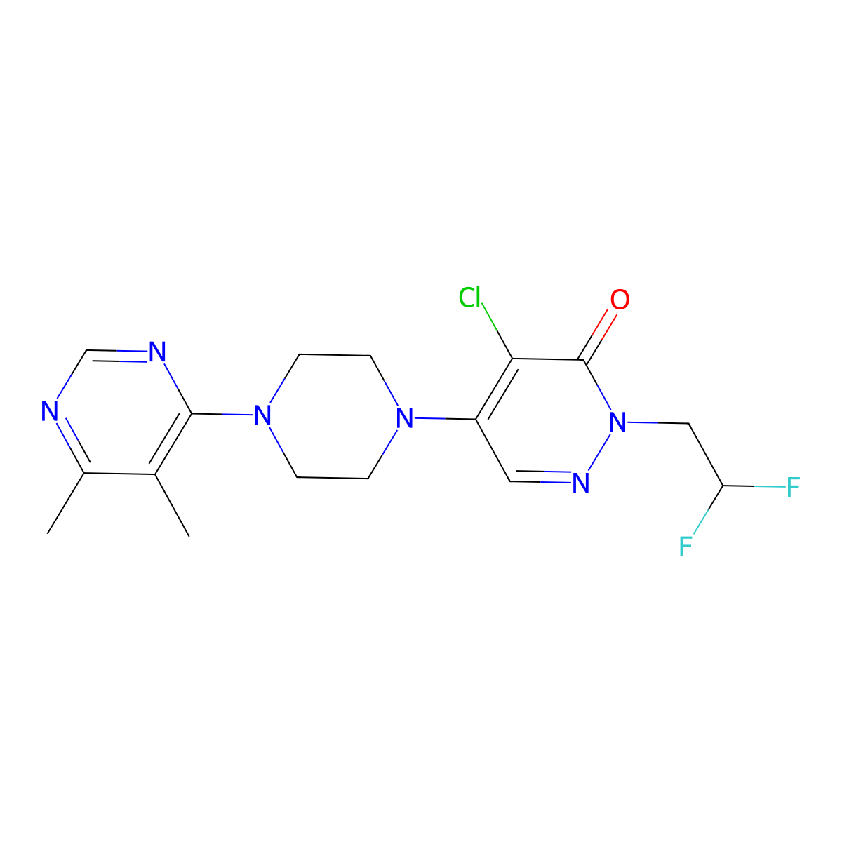 4-Chloro-2-(2,2-difluoroethyl)-5-[4-(5,6-dimethylpyrimidin-4-yl)piperazin-1-yl]-2,3-dihydropyridazin-3-one molecular structure, CAS 3030826-20-8