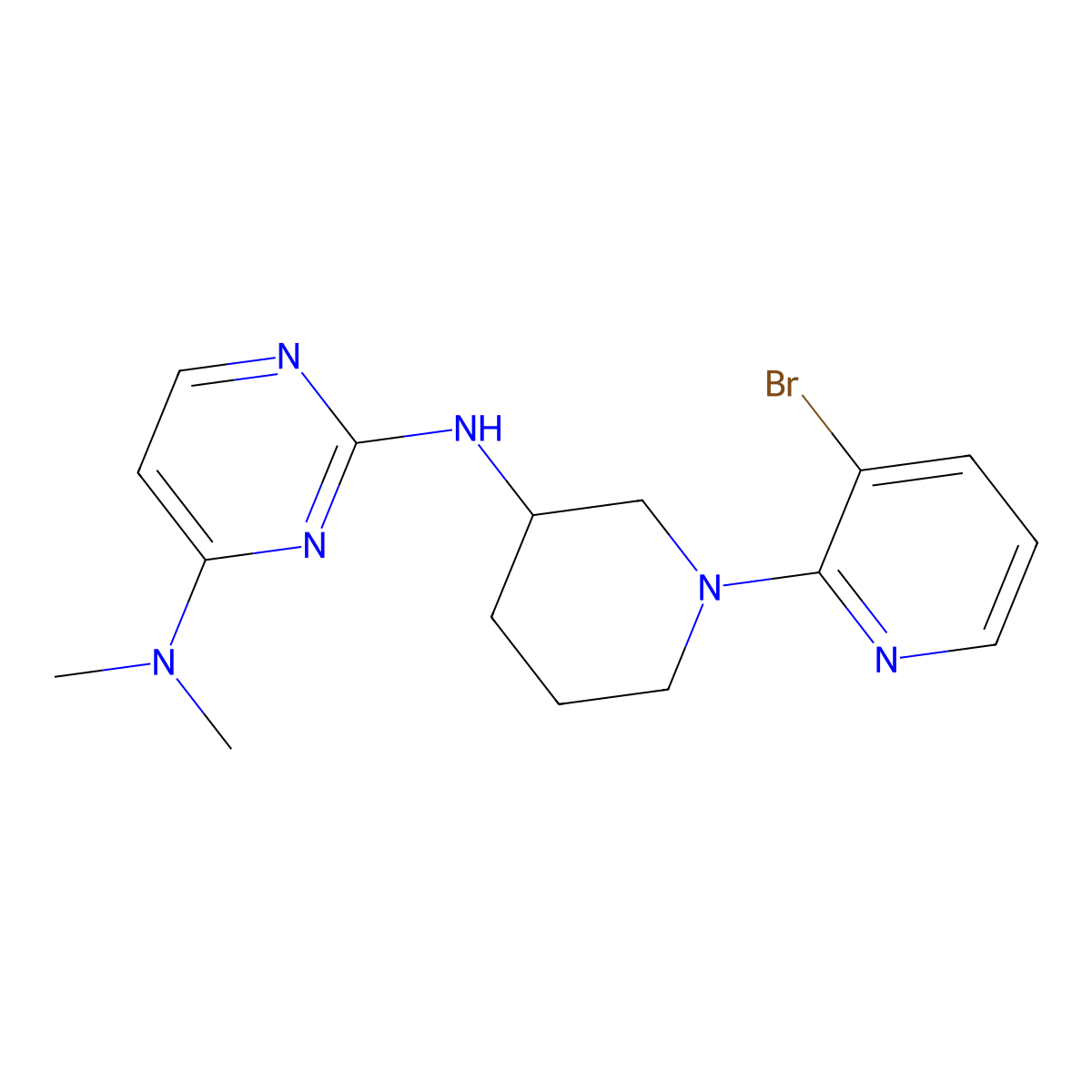 2-N-[1-(3-bromo-2-pyridinyl)piperidin-3-yl]-4-N,4-N-dimethylpyrimidine-2,4-diamine molecular structure, CAS 3030826-24-2