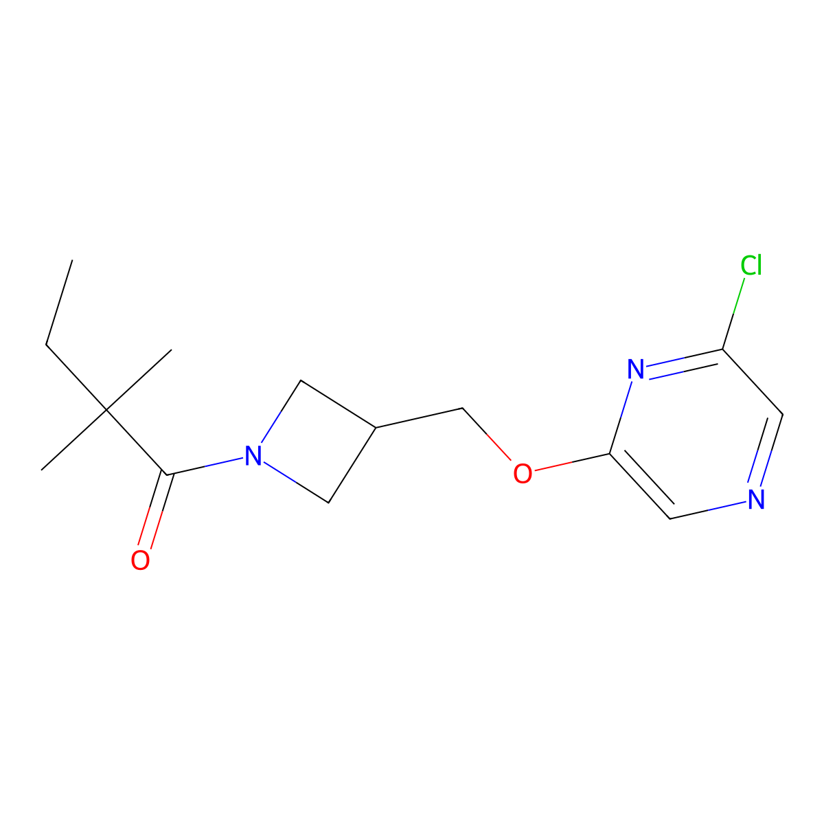 1-(3-{[(6-Chloropyrazin-2-yl)oxy]methyl}azetidin-1-yl)-2,2-dimethylbutan-1-one molecular structure, CAS 3030826-31-1