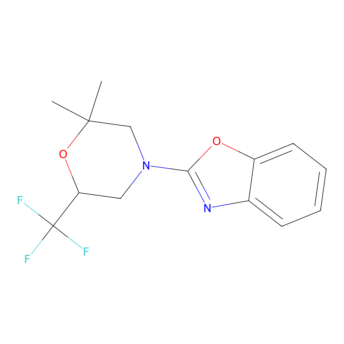 2-[2,2-Dimethyl-6-(trifluoromethyl)morpholin-4-yl]-1,3-benzoxazole molecular structure, CAS 3030826-37-7