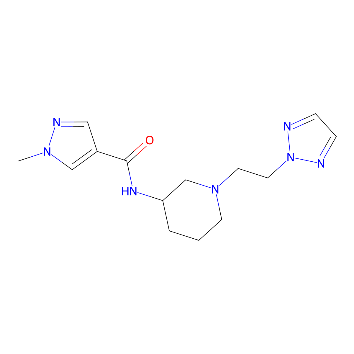 1-methyl-N-{1-[2-(2H-1,2,3-triazol-2-yl)ethyl]piperidin-3-yl}-1H-pyrazole-4-carboxamide molecular structure, CAS 3030826-51-5