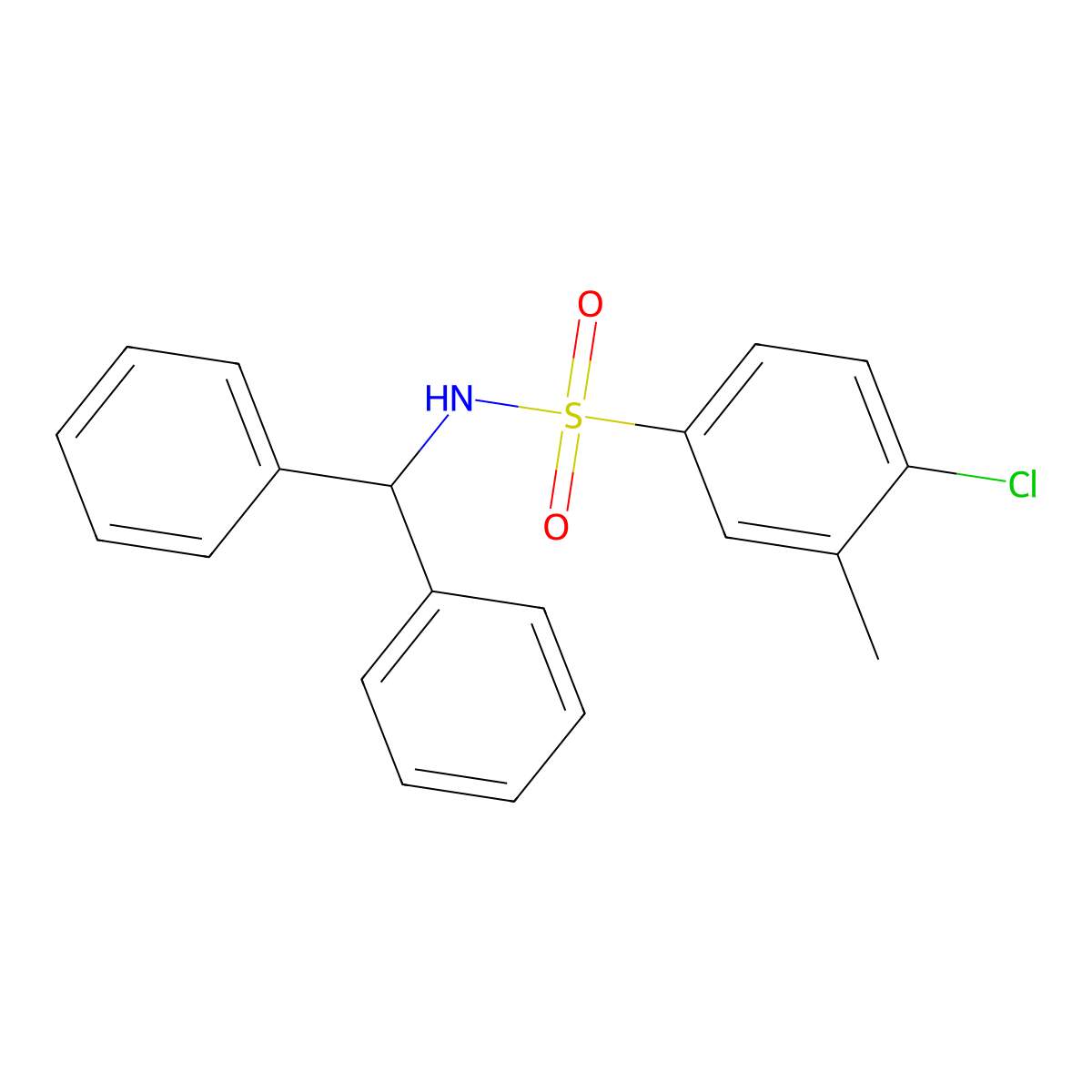 4-chloro-N-(diphenylmethyl)-3-methylbenzene-1-sulfonamide molecular structure, CAS 3030826-60-6