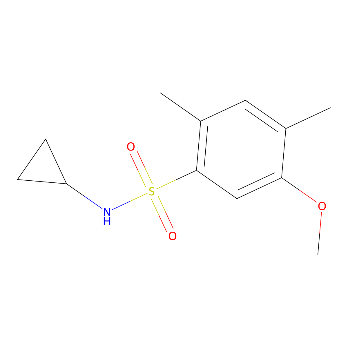 N-cyclopropyl-5-methoxy-2,4-dimethylbenzene-1-sulfonamide molecular structure, CAS 3030826-65-1