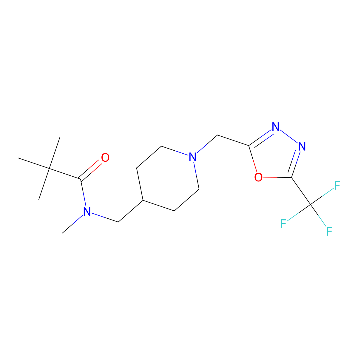 N,2,2-trimethyl-N-[(1-{[5-(trifluoromethyl)-1,3,4-oxadiazol-2-yl]methyl}piperidin-4-yl)methyl]propanamide molecular structure, CAS 3030826-92-4