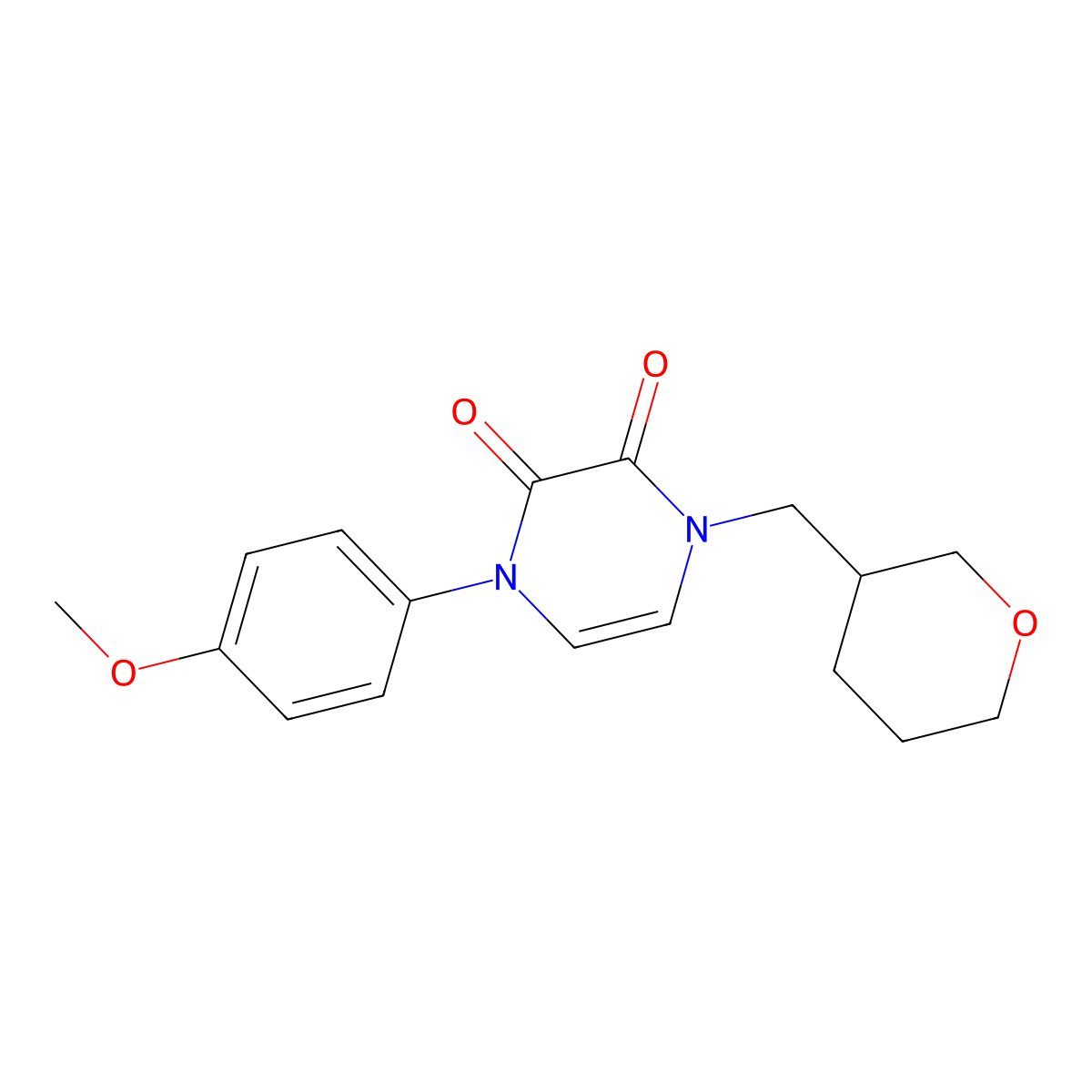 1-(4-Methoxyphenyl)-4-[(oxan-3-yl)methyl]-1,2,3,4-tetrahydropyrazine-2,3-dione molecular structure, CAS 3030827-13-2