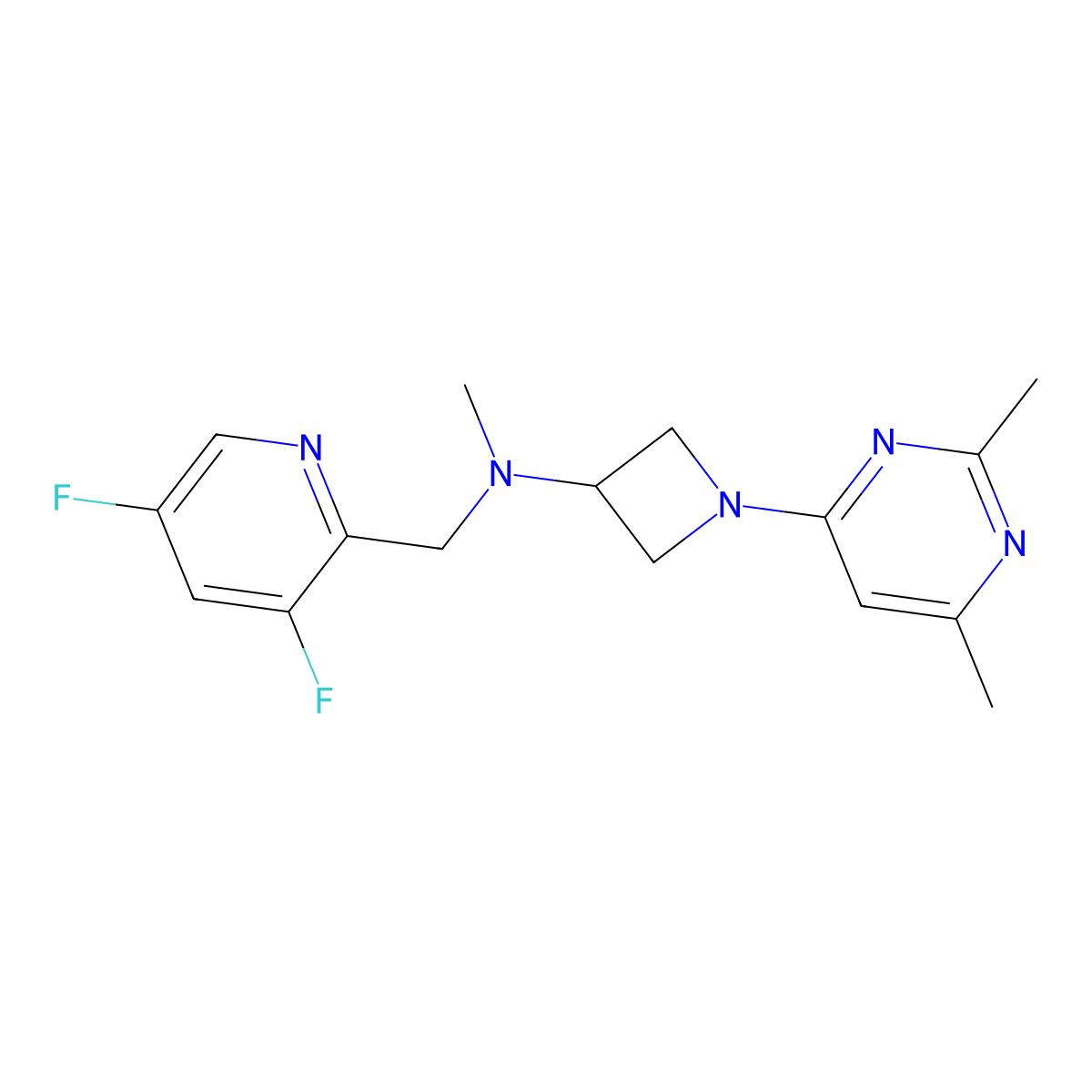 N-[(3,5-difluoropyridin-2-yl)methyl]-1-(2,6-dimethylpyrimidin-4-yl)-N-methylazetidin-3-amine molecular structure, CAS 3030827-18-7
