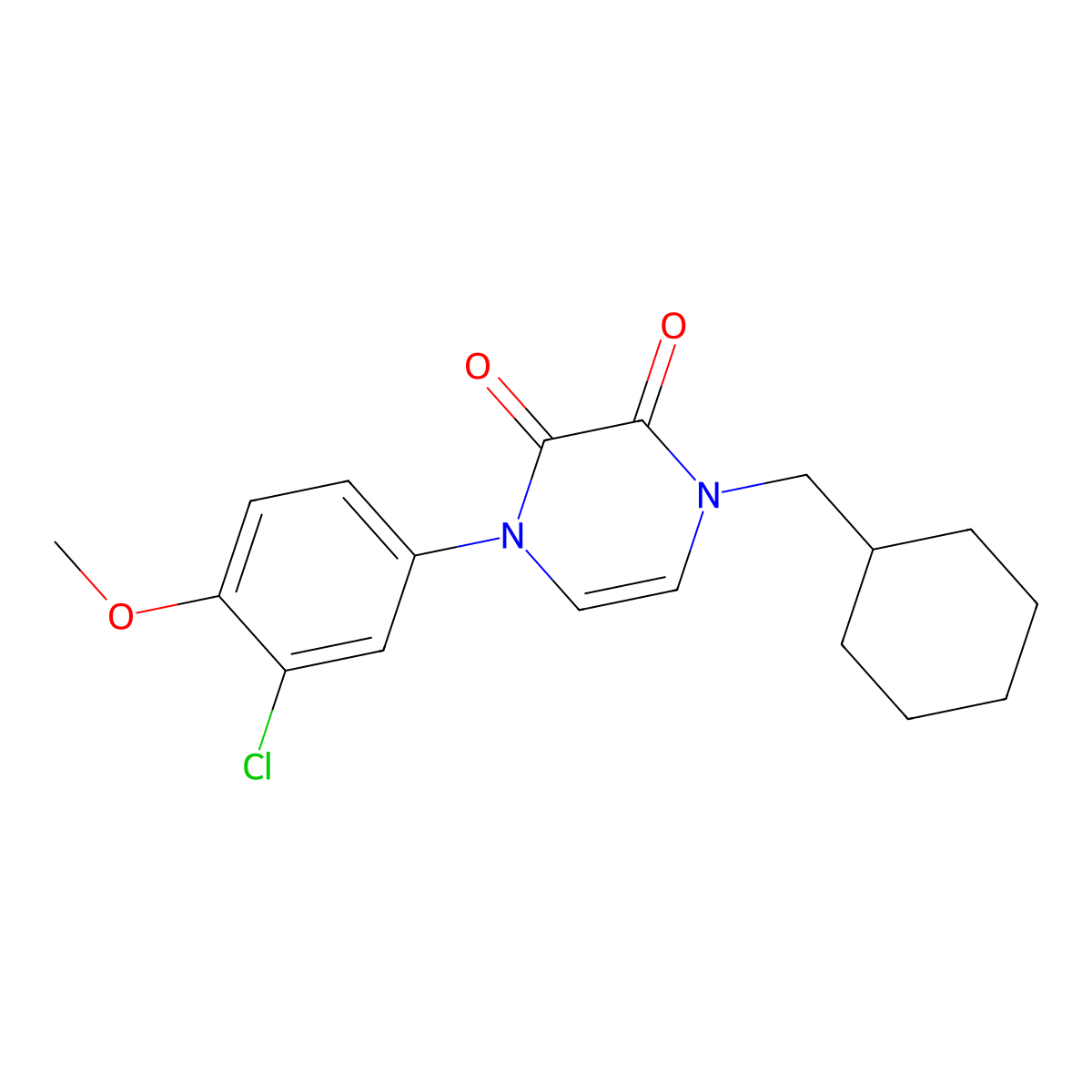 1-(3-Chloro-4-methoxyphenyl)-4-(cyclohexylmethyl)-1,2,3,4-tetrahydropyrazine-2,3-dione molecular structure, CAS 3030827-20-1