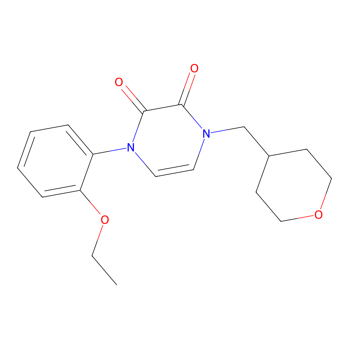 1-(2-Ethoxyphenyl)-4-[(oxan-4-yl)methyl]-1,2,3,4-tetrahydropyrazine-2,3-dione molecular structure, CAS 3030827-26-7