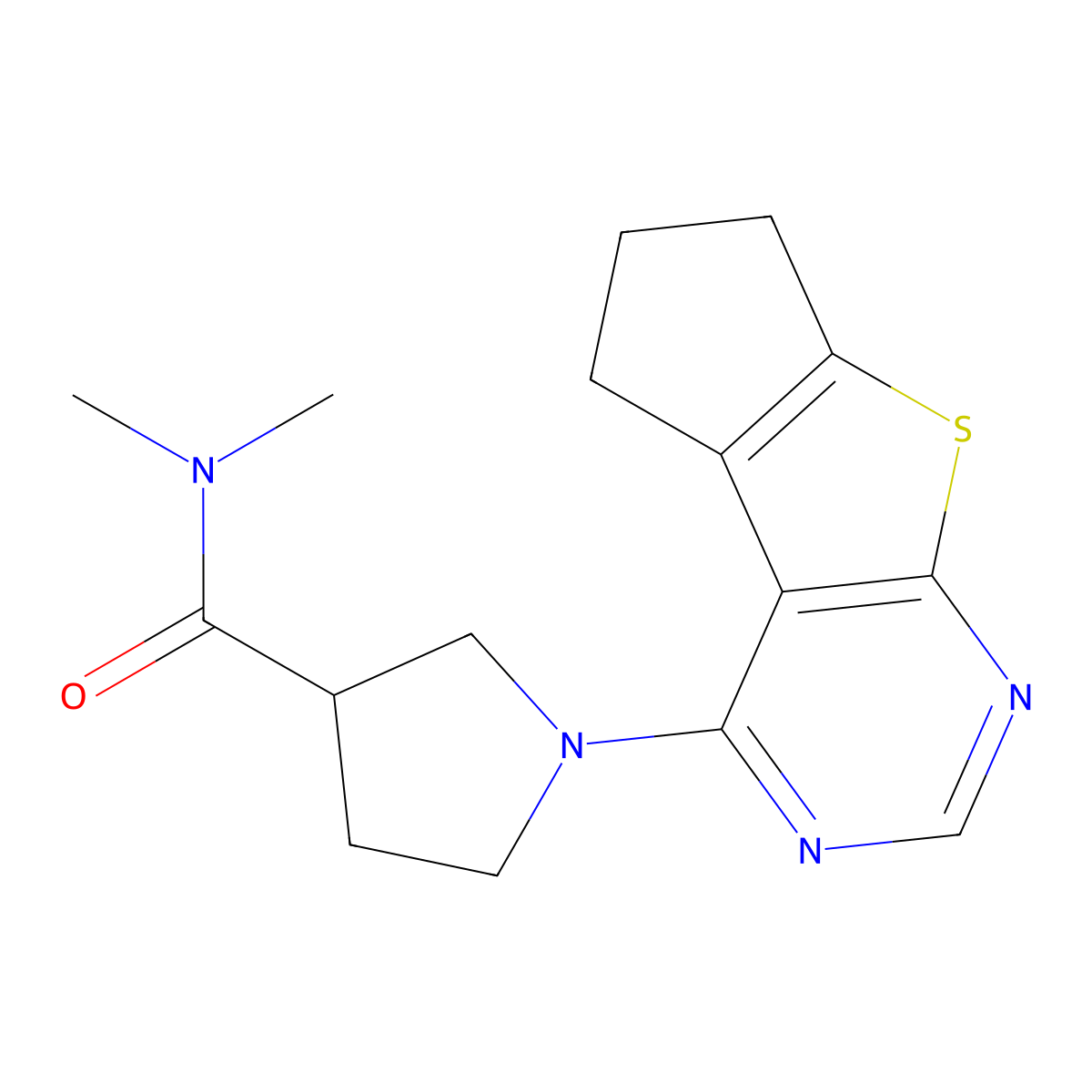 N,N-dimethyl-1-(7-thia-9,11-diazatricyclo[6.4.0.02,6]dodeca-1(12),2(6),8,10-tetraen-12-yl)pyrrolidine-3-carboxamide molecular structure, CAS 3030827-27-8