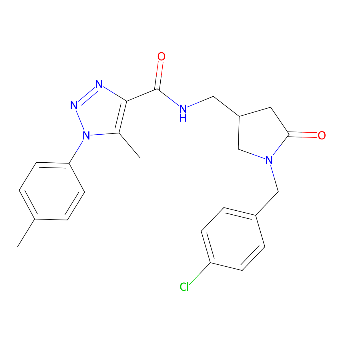 N-({1-[(4-chlorophenyl)methyl]-5-oxopyrrolidin-3-yl}methyl)-5-methyl-1-(4-methylphenyl)-1H-1,2,3-triazole-4-carboxamide molecular structure, CAS 3030827-37-0