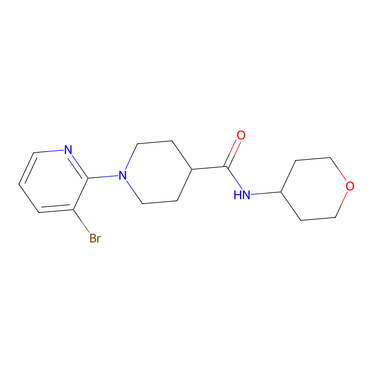 1-(3-bromopyridin-2-yl)-N-(oxan-4-yl)piperidine-4-carboxamide molecular structure, CAS 3030827-38-1