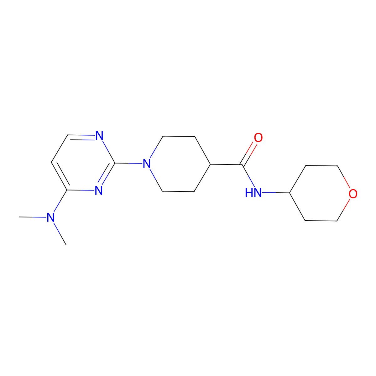 1-[4-(dimethylamino)pyrimidin-2-yl]-N-(oxan-4-yl)piperidine-4-carboxamide molecular structure, CAS 3030827-45-0