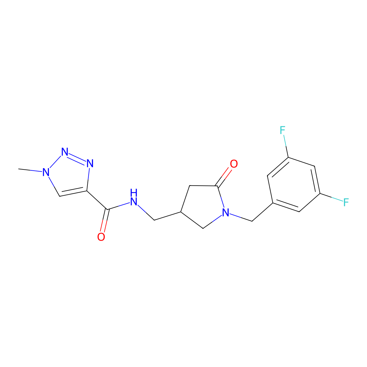 N-({1-[(3,5-difluorophenyl)methyl]-5-oxopyrrolidin-3-yl}methyl)-1-methyl-1H-1,2,3-triazole-4-carboxamide molecular structure, CAS 3030827-49-4