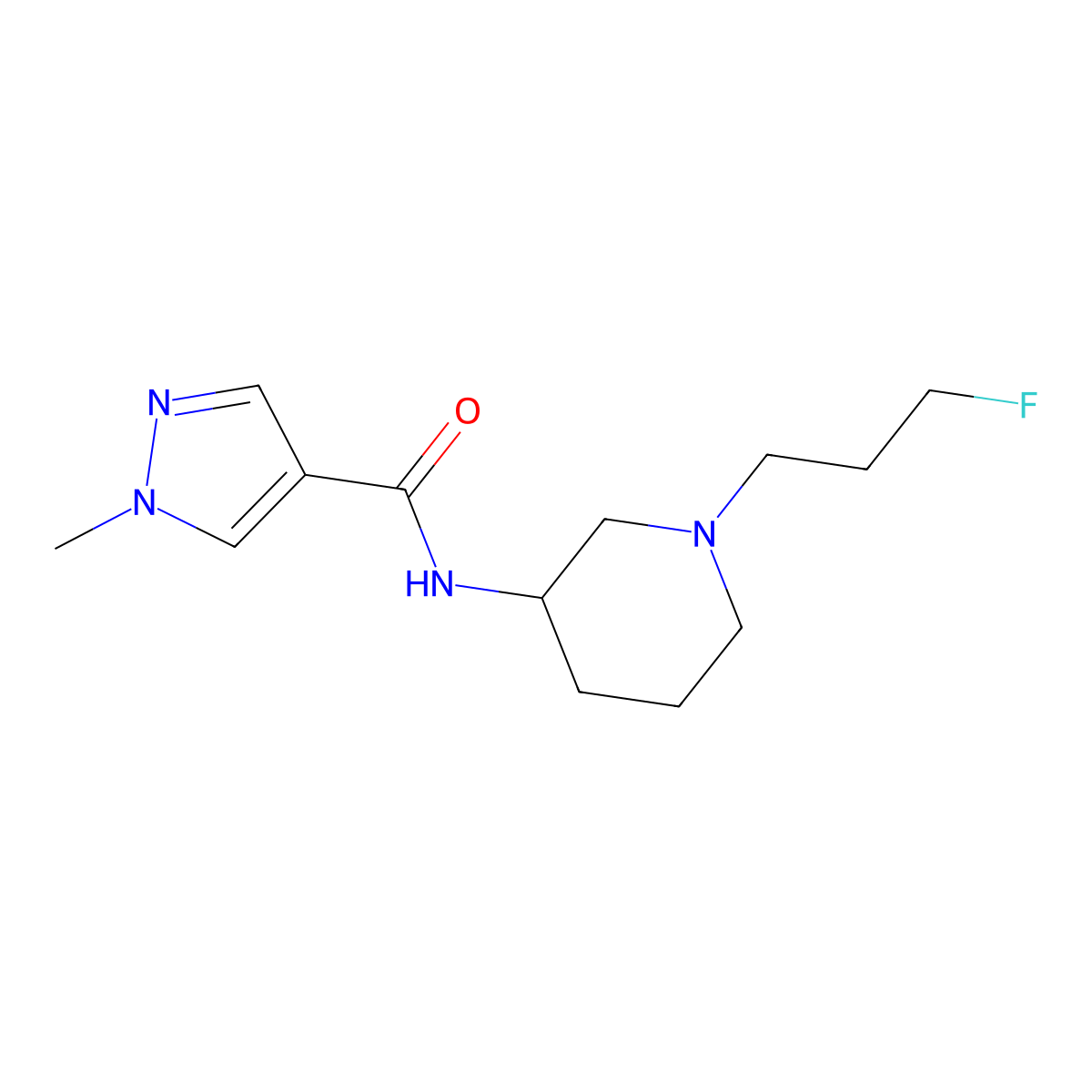 N-[1-(3-fluoropropyl)piperidin-3-yl]-1-methyl-1H-pyrazole-4-carboxamide molecular structure, CAS 3030827-51-8