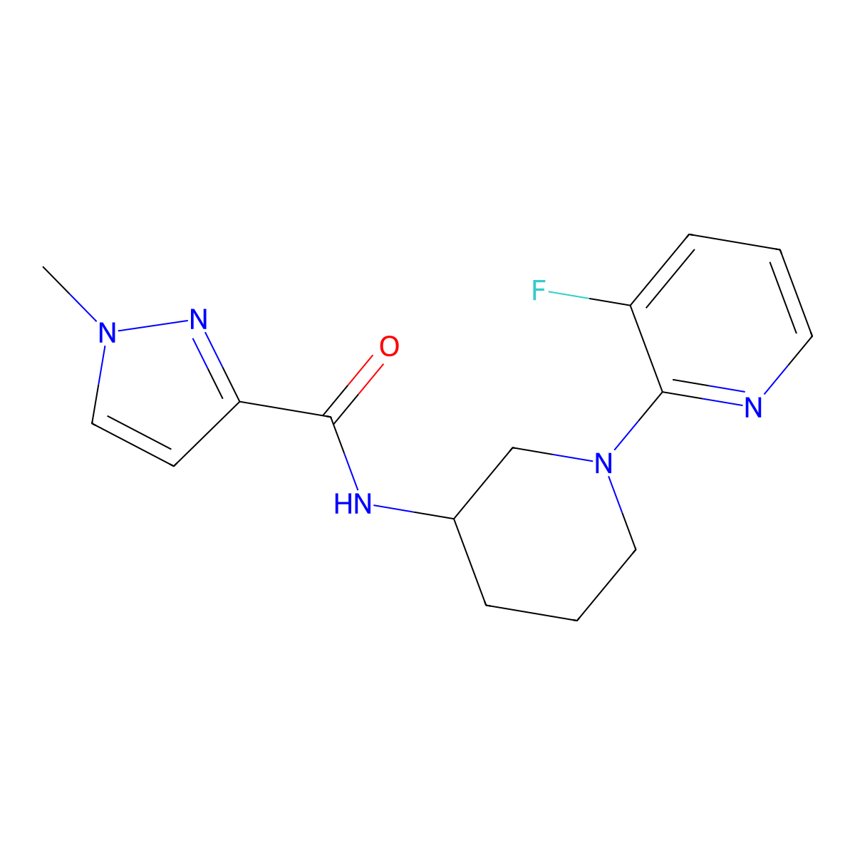 N-[1-(3-fluoropyridin-2-yl)piperidin-3-yl]-1-methyl-1H-pyrazole-3-carboxamide molecular structure, CAS 3030827-69-8