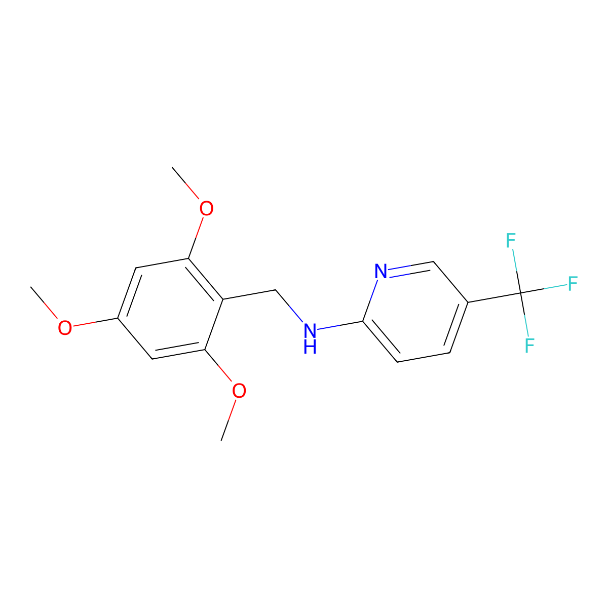 5-(trifluoromethyl)-N-[(2,4,6-trimethoxyphenyl)methyl]pyridin-2-amine molecular structure, CAS 3030827-75-6