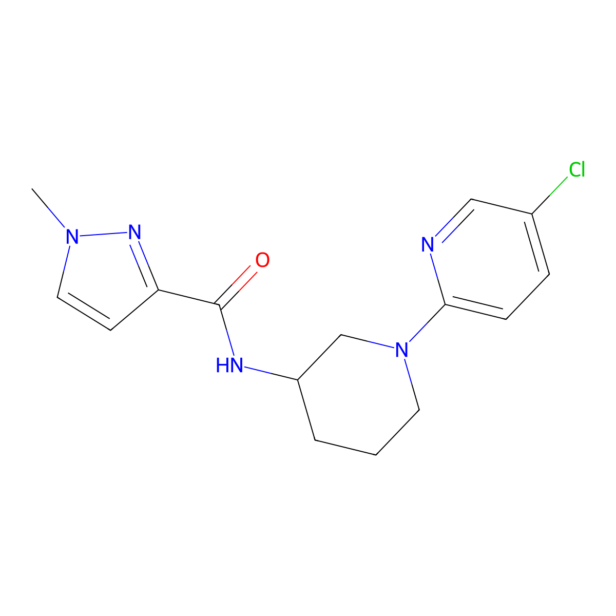 N-[1-(5-chloropyridin-2-yl)piperidin-3-yl]-1-methyl-1H-pyrazole-3-carboxamide molecular structure, CAS 3030827-77-8